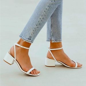 Lulus Julie White Ankle Strap Heels